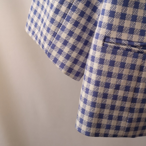 Lovely Like-new Isaac Mizrahi One Button Blazer 3/4 Sleeves White & Blue Size 26 - Picture 5 of 8